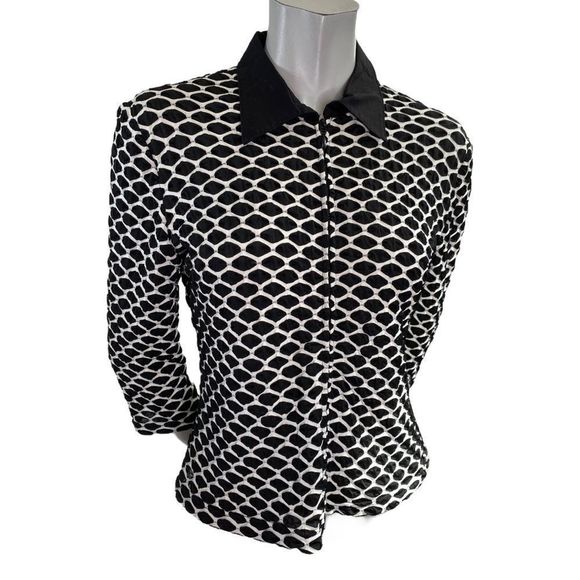 RIBKOFF TRENDS 🇨🇦 Jacket Size 12 Black & White Honeycomb Textured - Picture 1 of 8